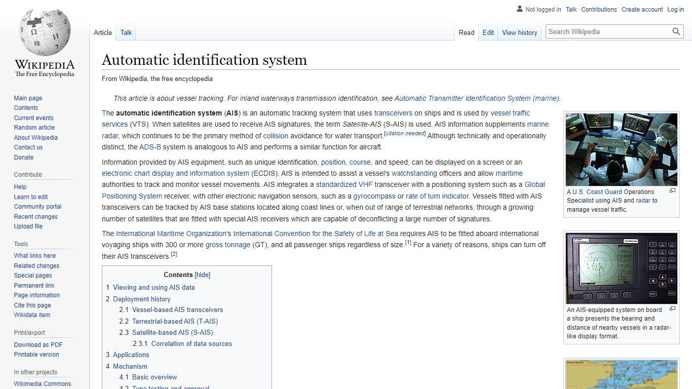 Automatic identification system - Wikipedia